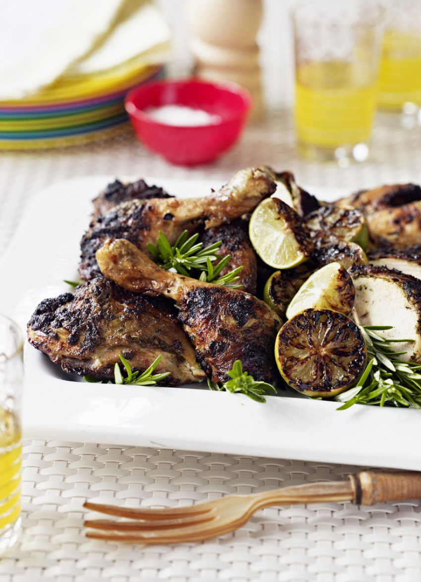 Herb Roasted Chicken with Grilled Limes