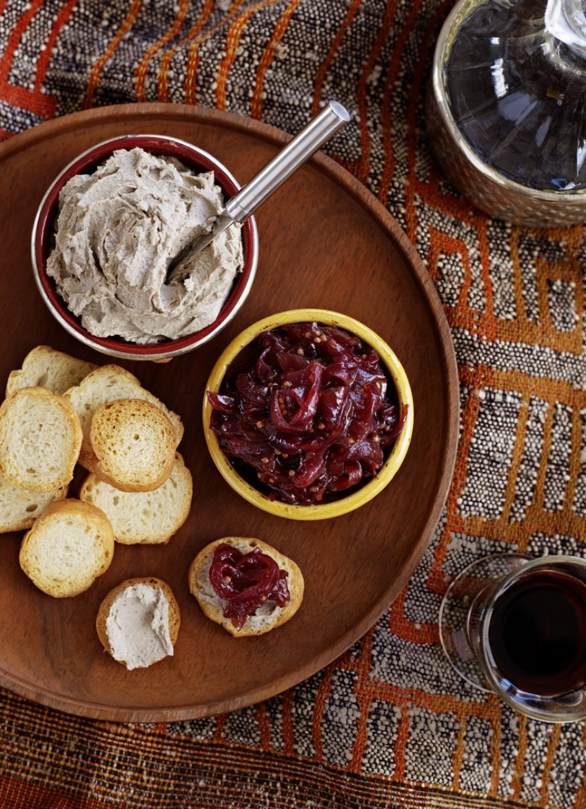 Chicken Liver Pâté with Red Onion and Pomegranate Molasses Relish