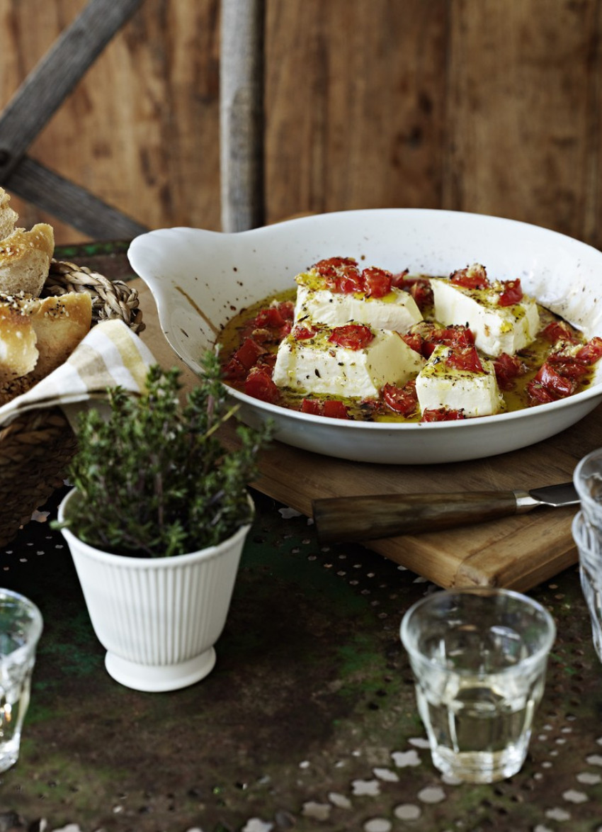 Baked Feta with Tomatoes, Oregano and Lemon