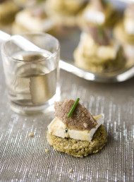 Oat Cakes with Truffled Brie and Walnut Paste