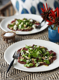 Beef Carpaccio with Balsamic, Walnuts and Blue Cheese
