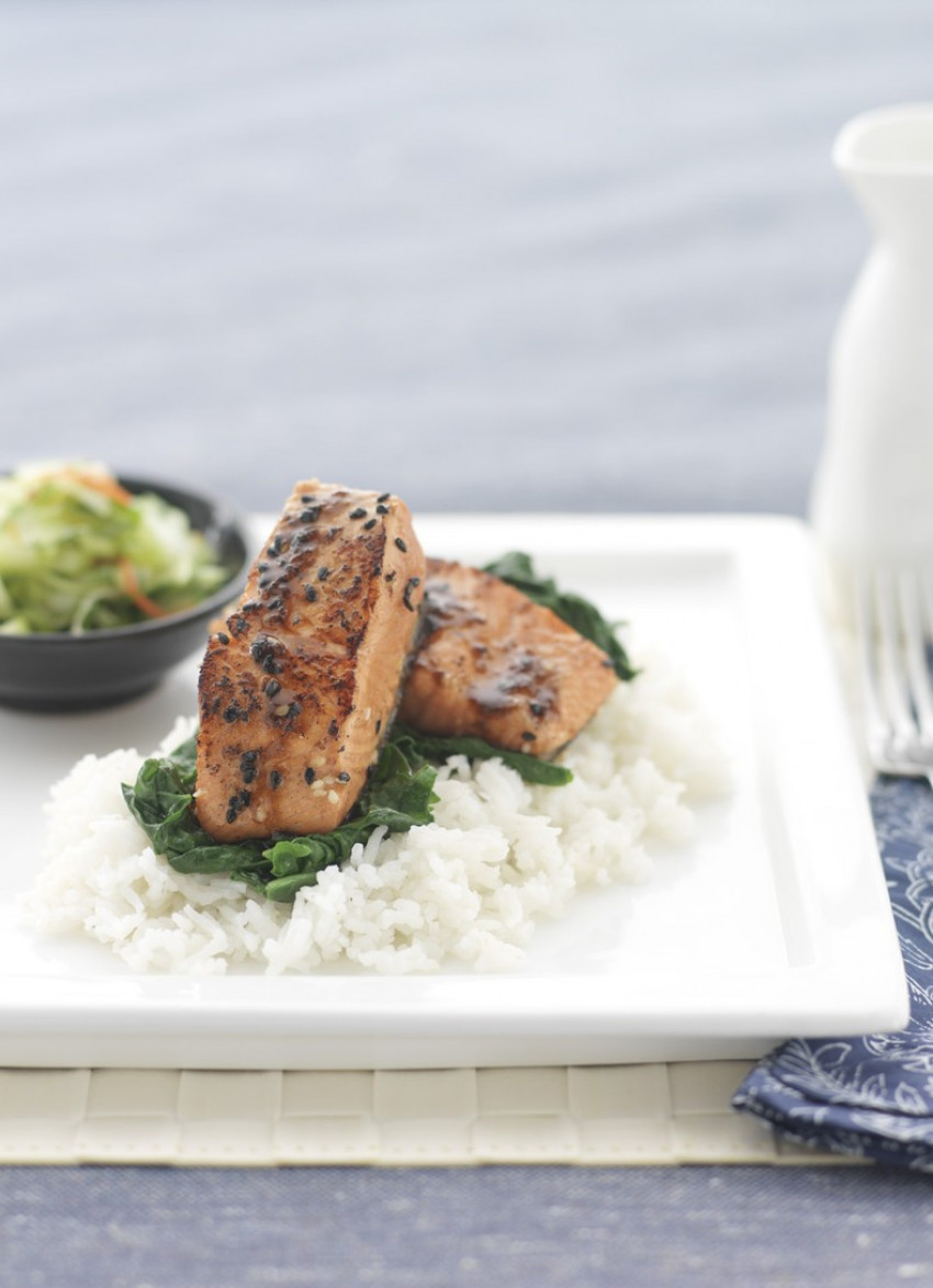 Soy and Sweet Chilli Salmon with Cucumber Salad