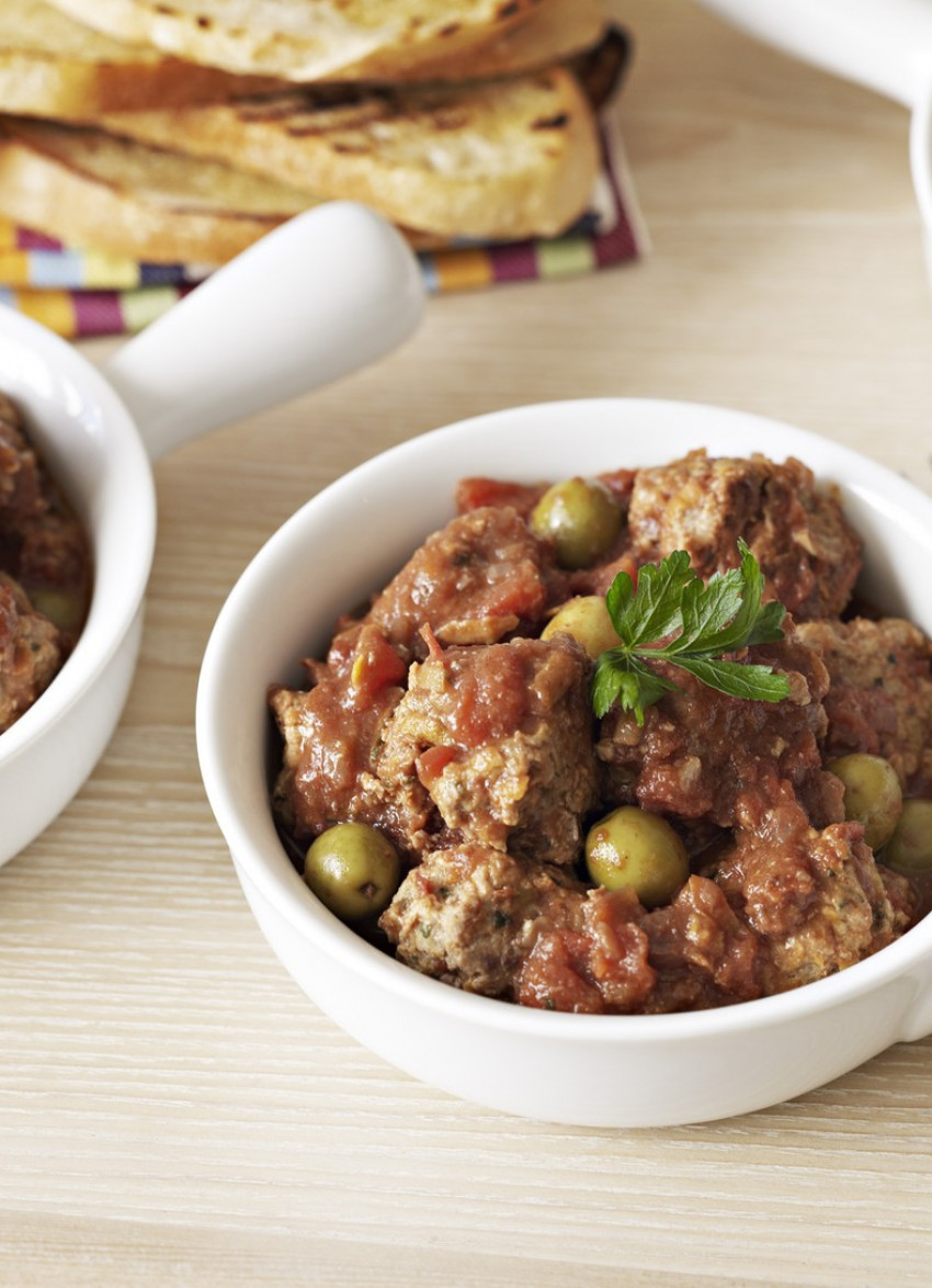 Meatballs with Tomato and Green Olive Sauce