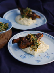 Slow Roasted Beef Short Ribs with Parsnip Purée and Horseradish Gremolata