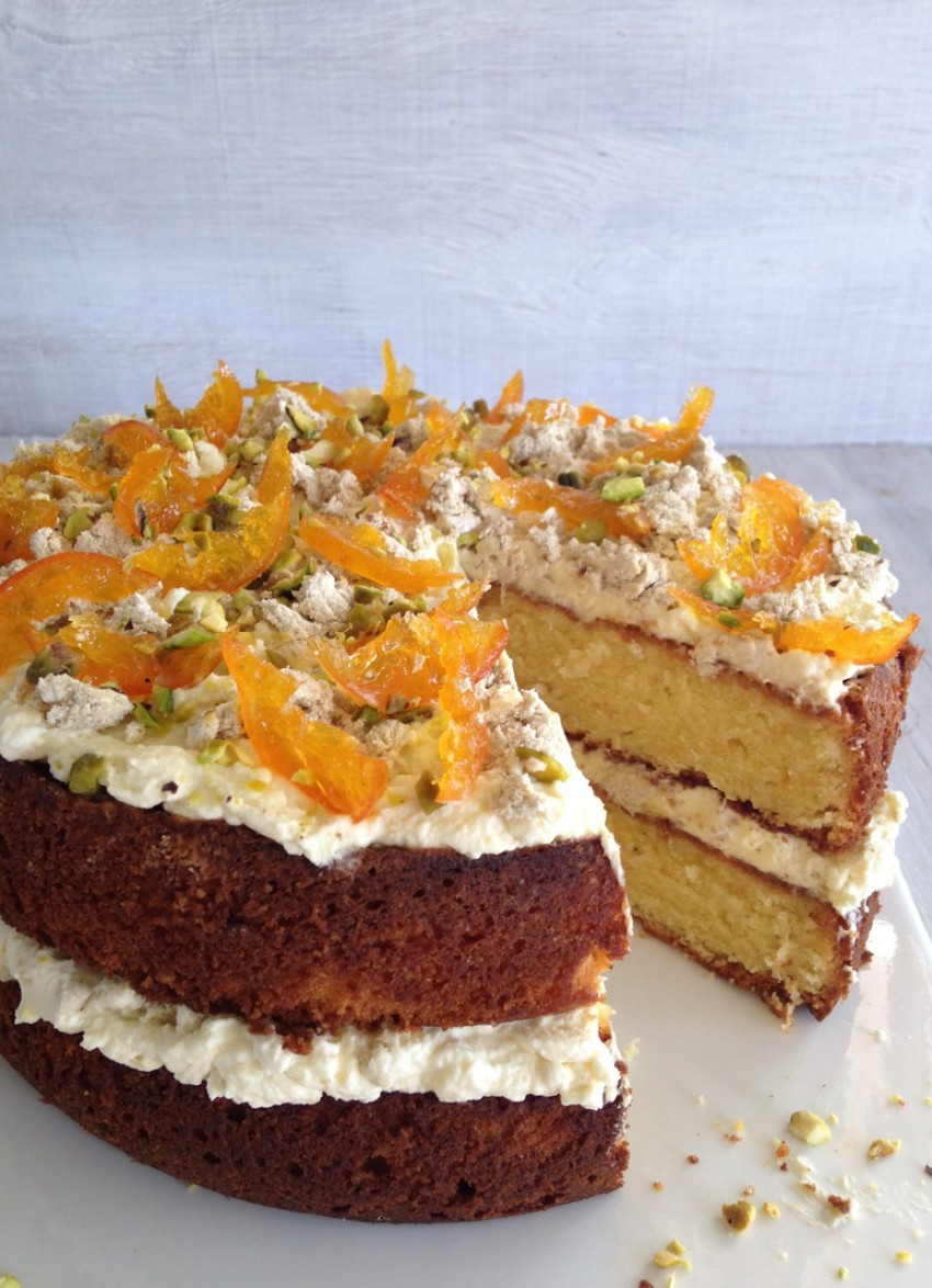 Orange and White Chocolate Cake with Vanilla Halva 