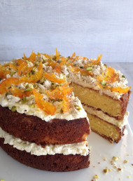 Orange and White Chocolate Cake with Vanilla Halva 