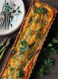 Asparagus and Herb Tart with a Walnut and Buckwheat Crust