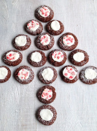 Chocolate and Peppermint Thumbprint Cookies