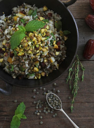 Jewelled Rice with Lentils, Dates, Preserved Lemon and Pistachio