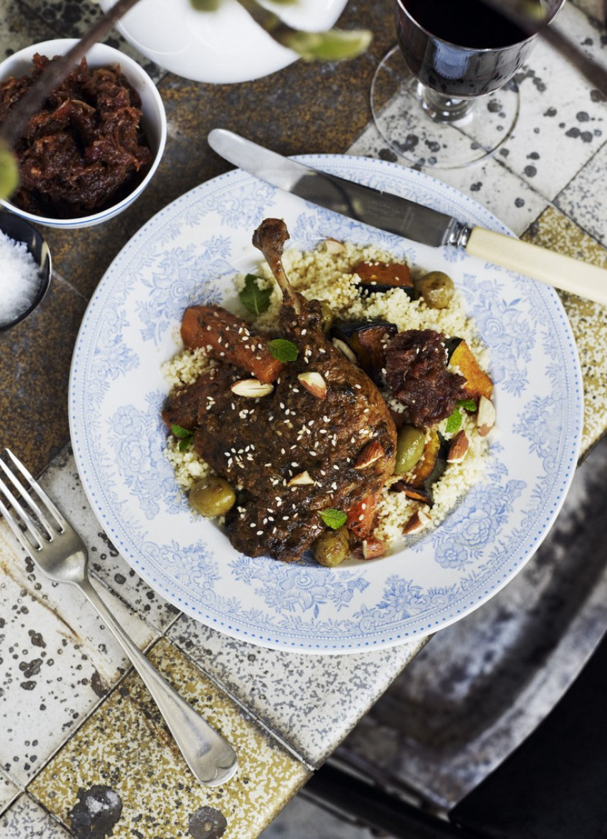 Pumpkin Couscous with Date and Pomegranate Chutney