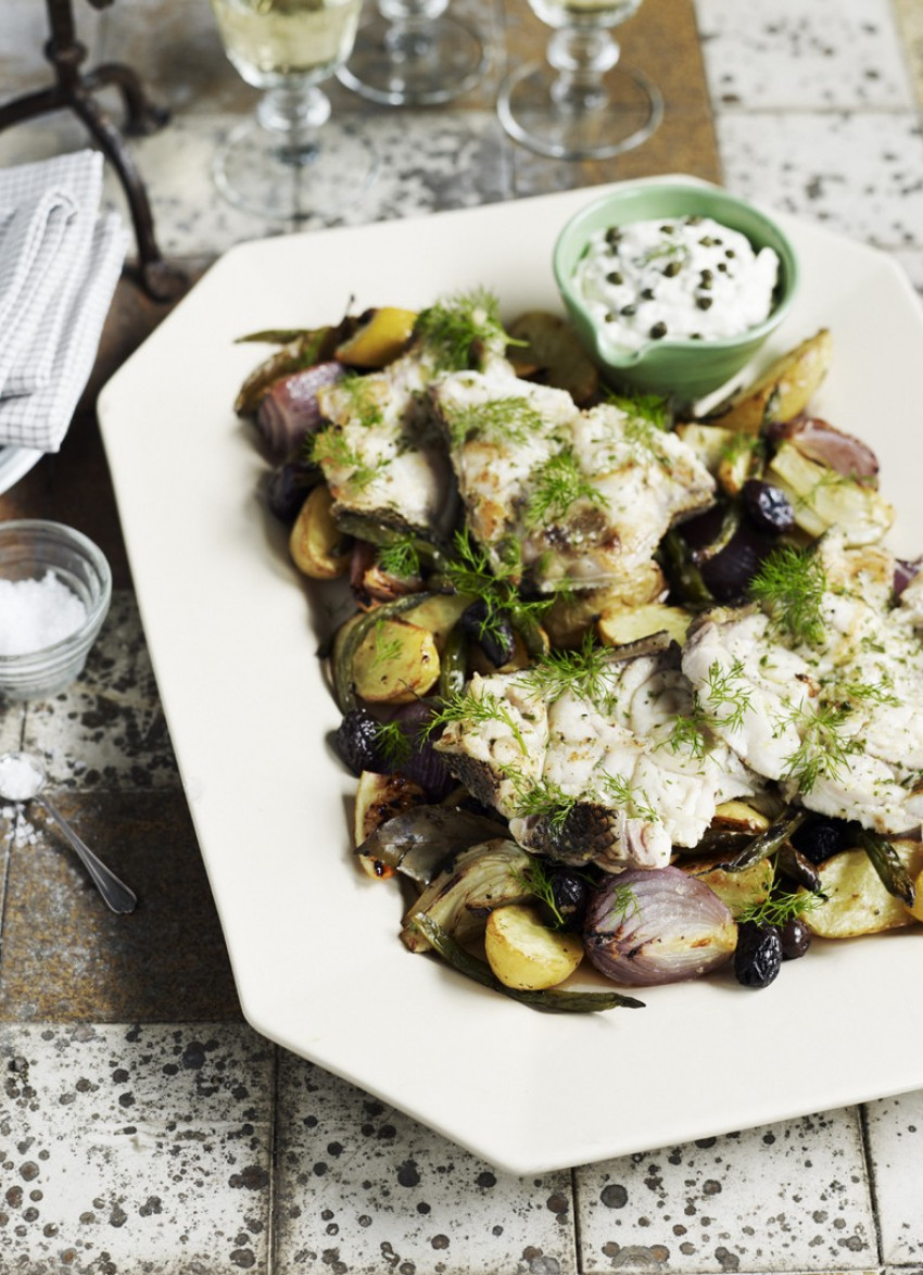 Roasted Fish with Potatoes and Fennel