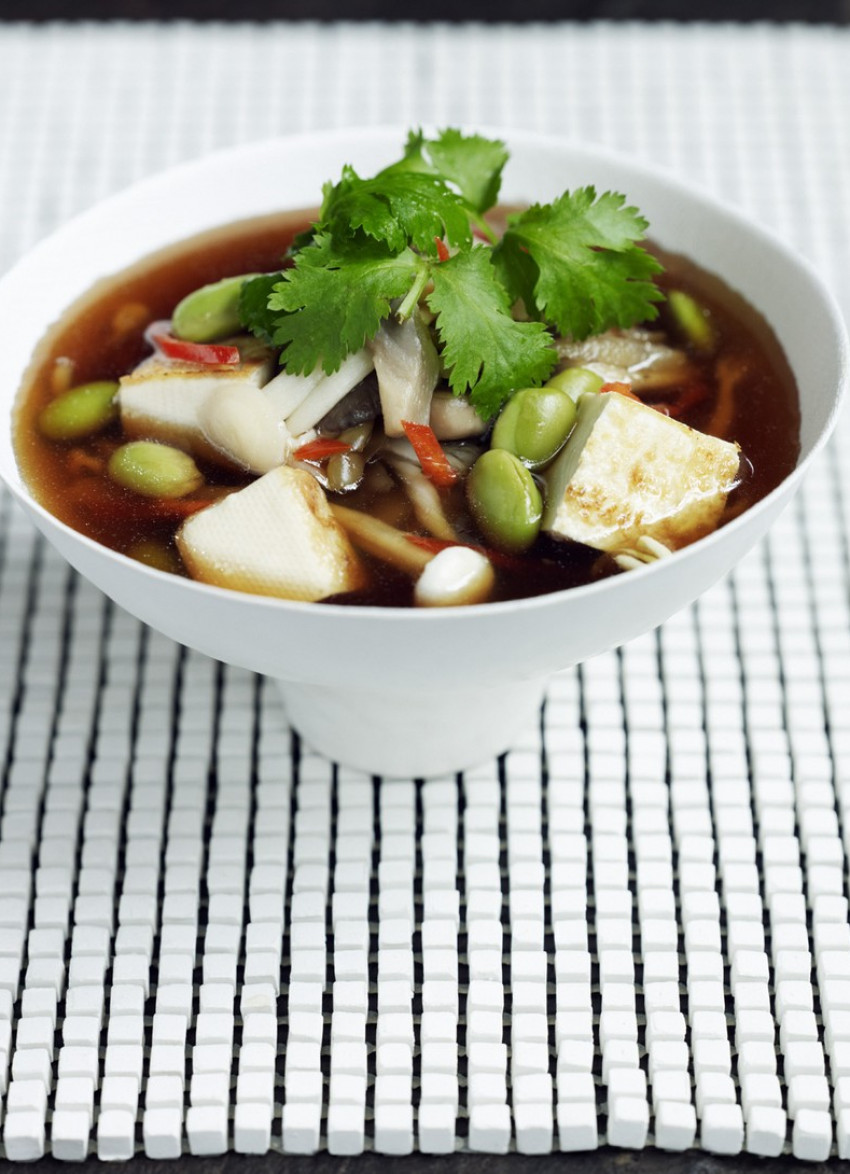 Hot and Sour Soup with Mushrooms and Tofu