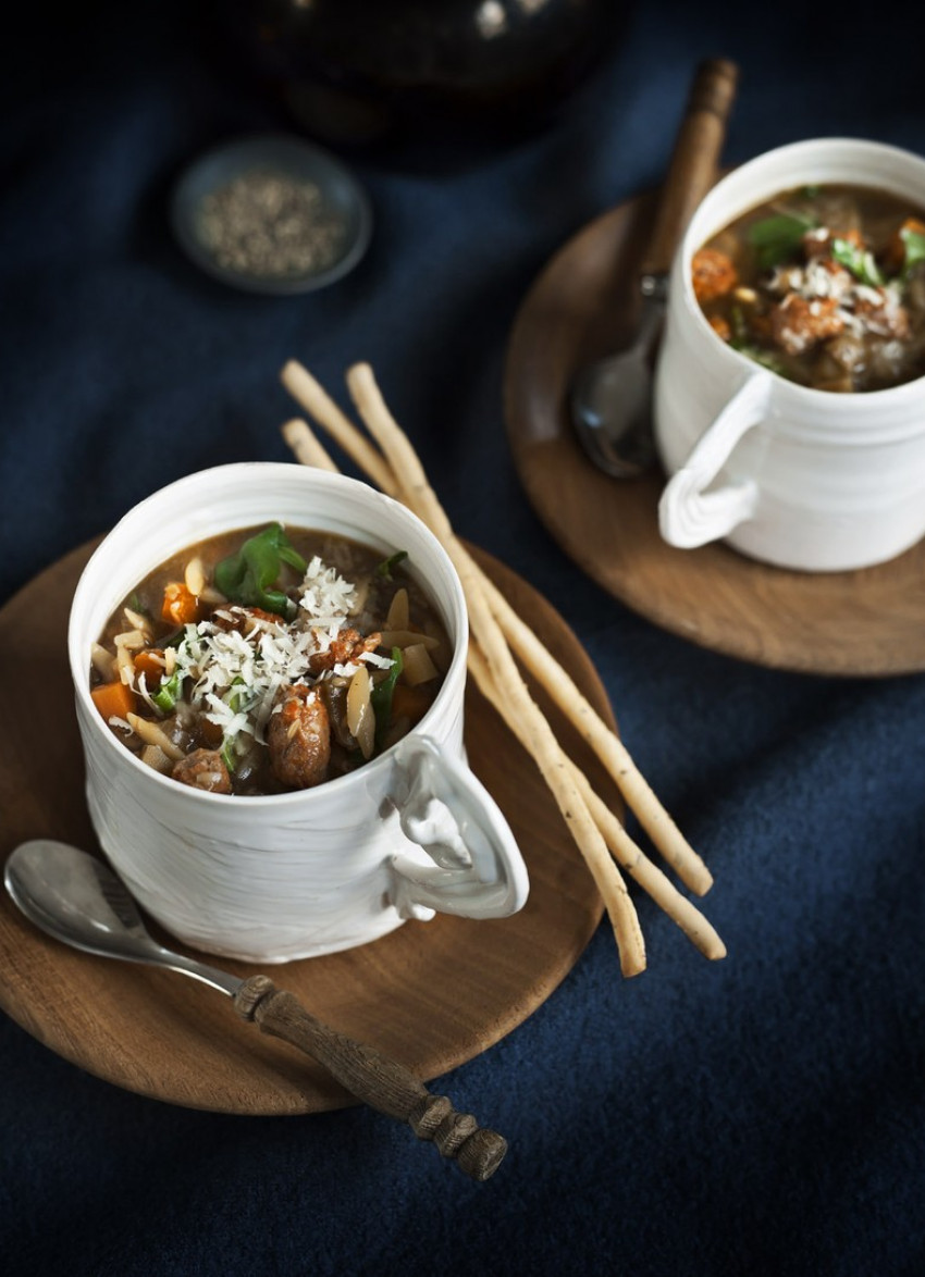 Winter Vegetable, Orzo and Porcini Minestrone