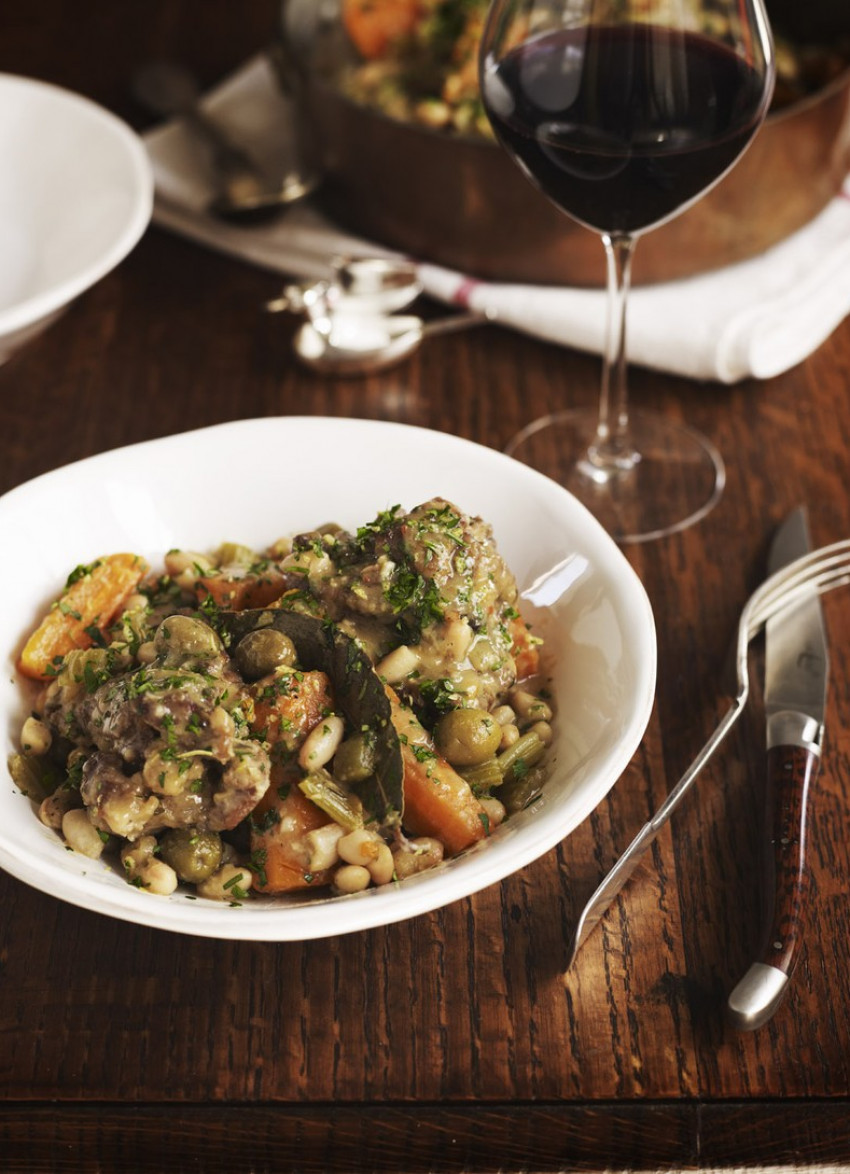 Navarin of Lamb with White Beans and Green Olives