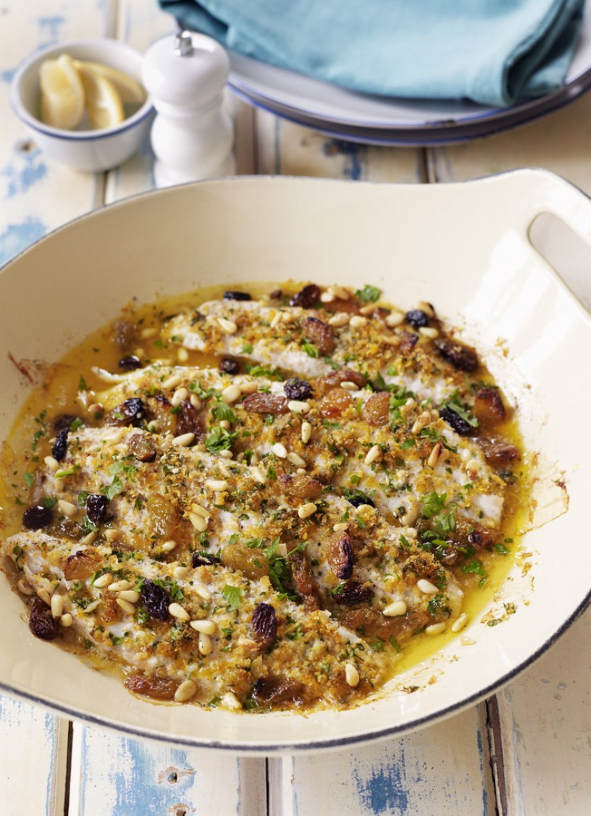 Roasted Fish with Parsley, Lemon and Pine Nuts 