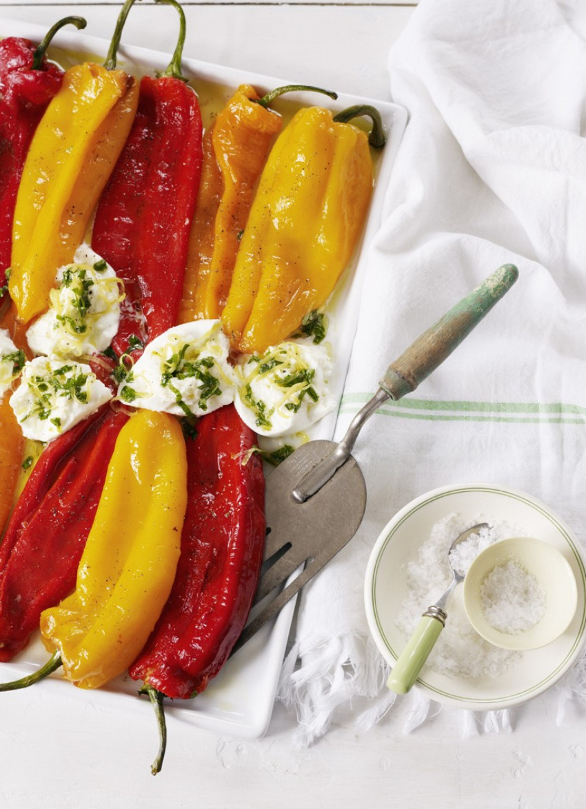 Roasted Peppers with Buffalo Mozzarella and Basil