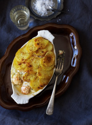 Salmon, Prawn and Cider Pies with Scalloped Potatoes 