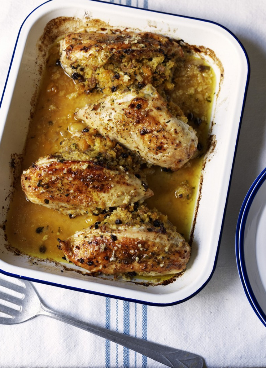 Chicken with Spiced Bulgur Wheat and Apricot Stuffing