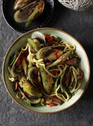 Mussels and Chorizo Sausage with Egg Noodles