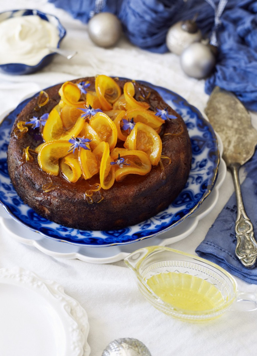 Flourless Hazelnut and Orange Syrup Cake with Orange Syllabub 