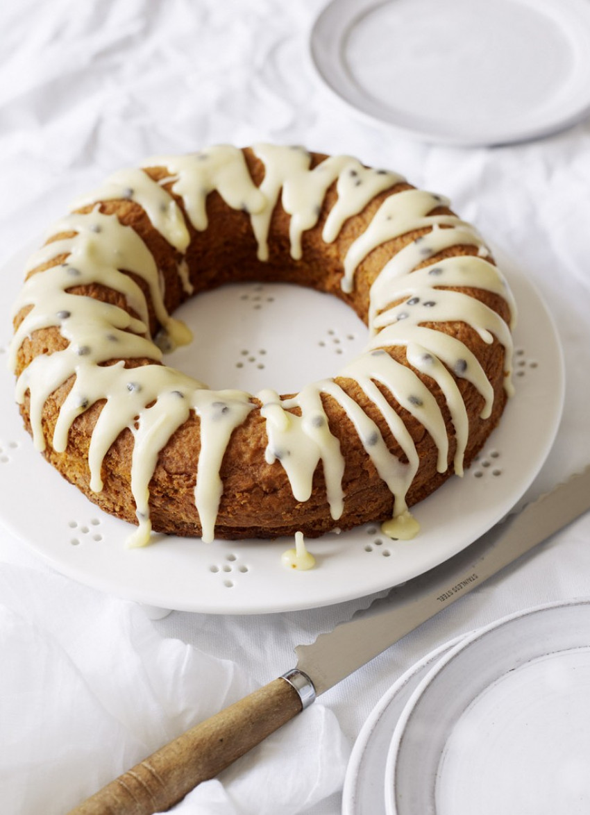 Coconut and Orange Cake with Passionfruit Icing