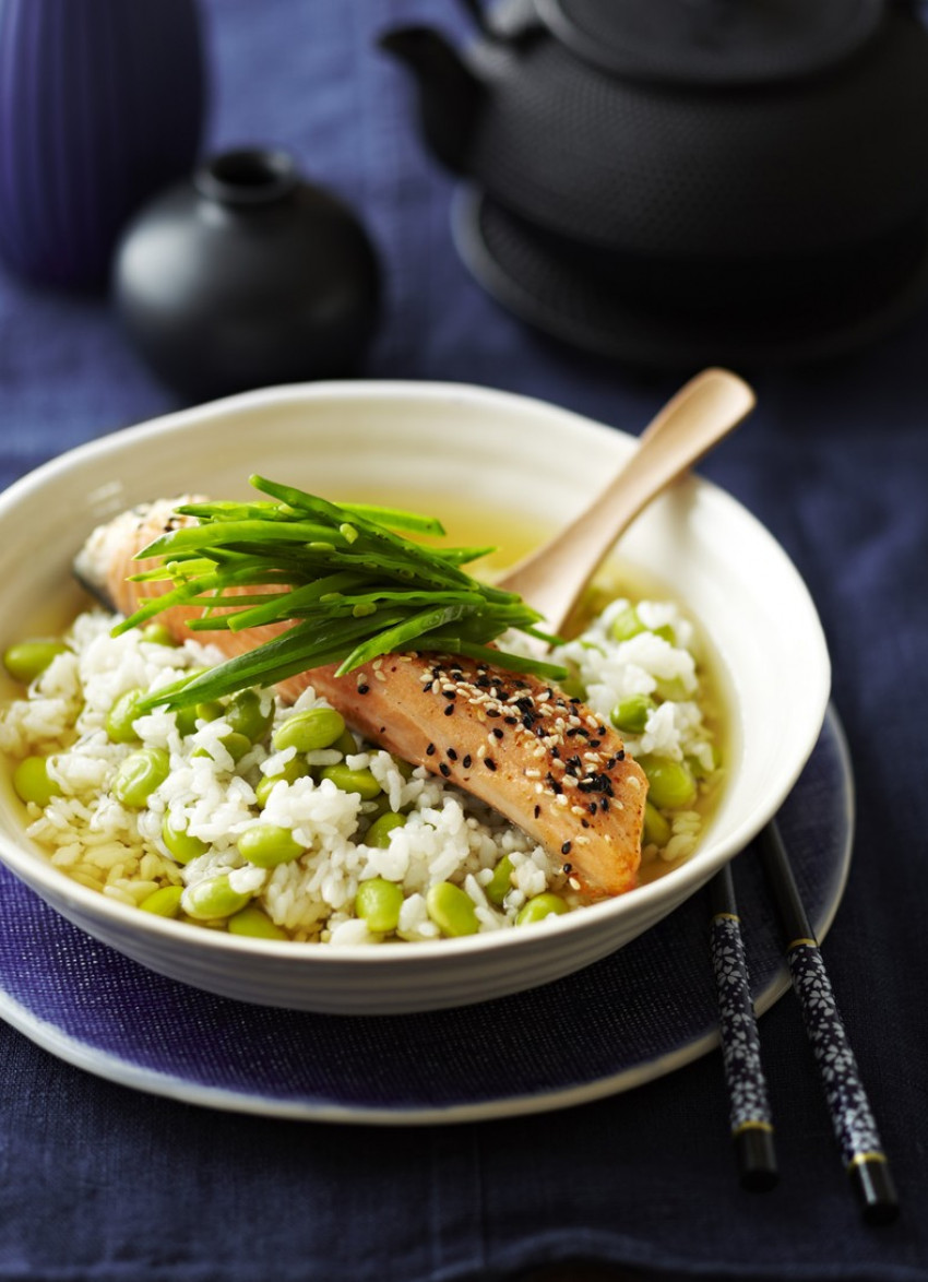 Sesame Salmon with Green Tea Rice