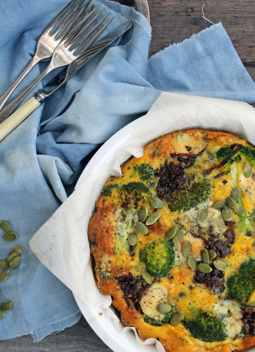 Broccoli, Blue Cheese and Caramelised Red Onion Fritatta