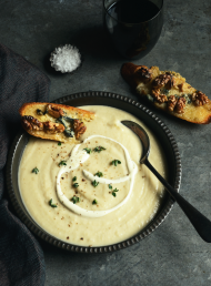 Cauliflower Soup with Blue Cheese Toasts