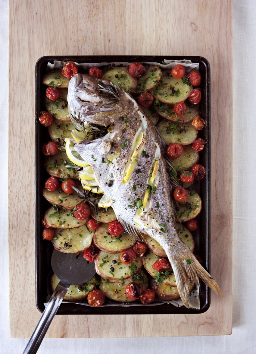 Roasted Whole Fish on Rosemary Potatoes