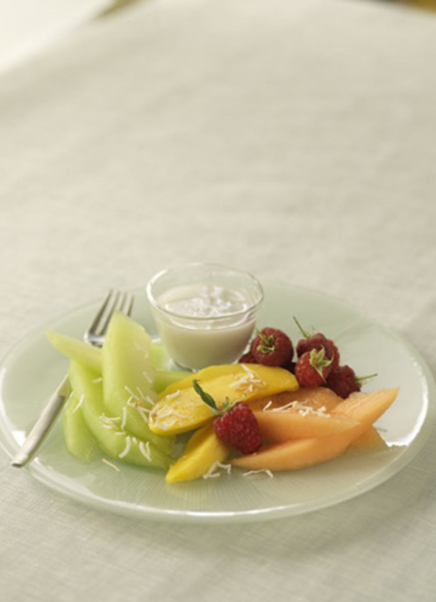 Fresh Fruit Plate with Kaffir Lime Leaf and Coconut Syrup
