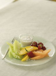 Fresh Fruit Plate with Kaffir Lime Leaf and Coconut Syrup