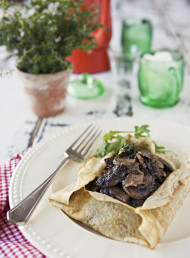 Buckwheat Galettes with Bacon and Mushrooms