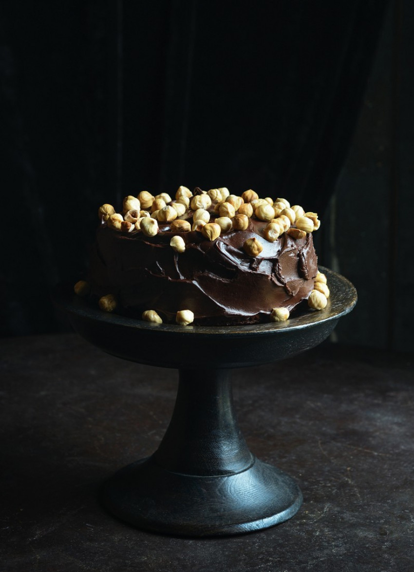 Hazelnut Chocolate Cake with Frangelico Ganache 