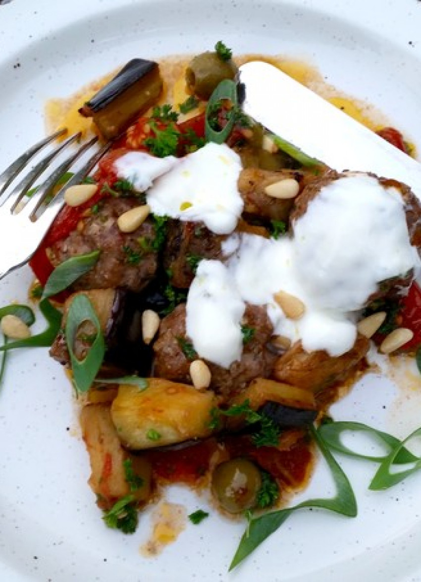 Baked Lamb Meatballs and Vegetables