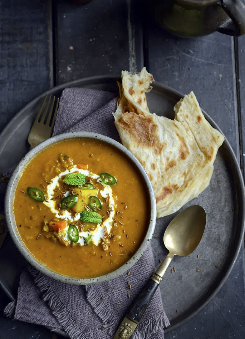 Fragrant Spiced Indian Vegetable and Lentil Soup 