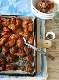 One Pan Chicken Meatballs and Roasted Tomato Sauce