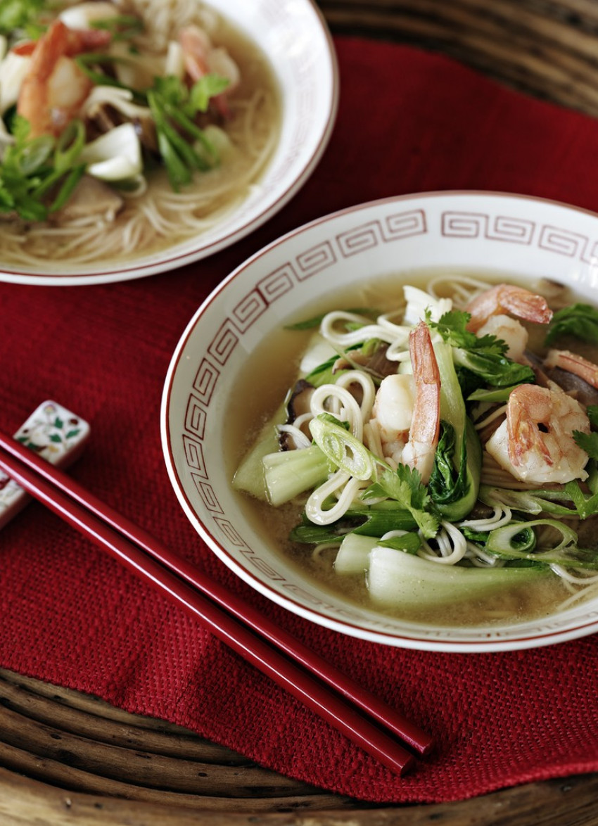 Miso, Shiitake Soup with Prawns and Somen Noodles » Dish Magazine