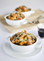 Baked Penne with Sausages and Spinach