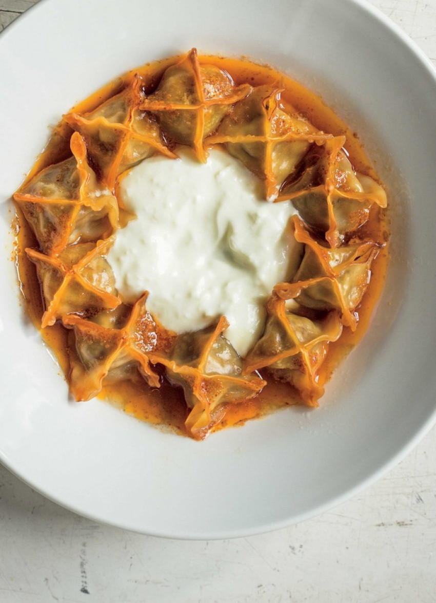 Toasted Manti with Garlic Yogurt and Cayenne Pepper Butter