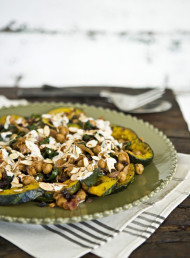 Pumpkin, Spinach and Chickpea Salad with Tahini and Lemon Dressing