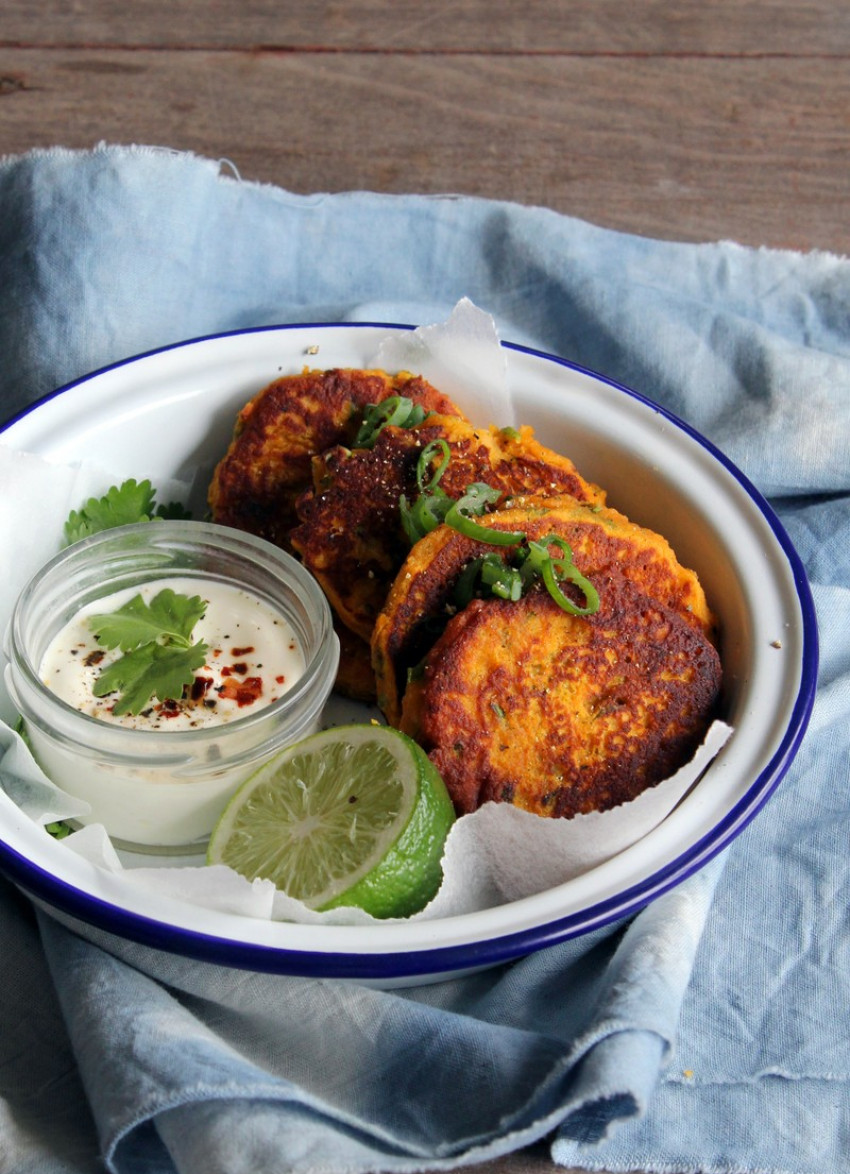 Spicy Pumpkin, Peanut and Spring Onion Fritters