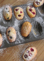 Raspberry and Blueberry Madeleines