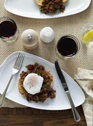 Sauted Mushrooms with Lentils and Poached Eggs