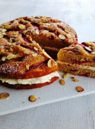 Rhubarb and Almond Cake with Lemon Cream