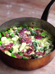 Ricotta Gnocchi with Broad Beans, Prosciutto and Mint