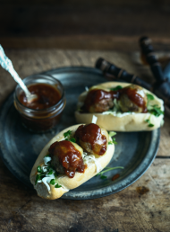 Meatball Subs with Smoky Barbecue Sauce 