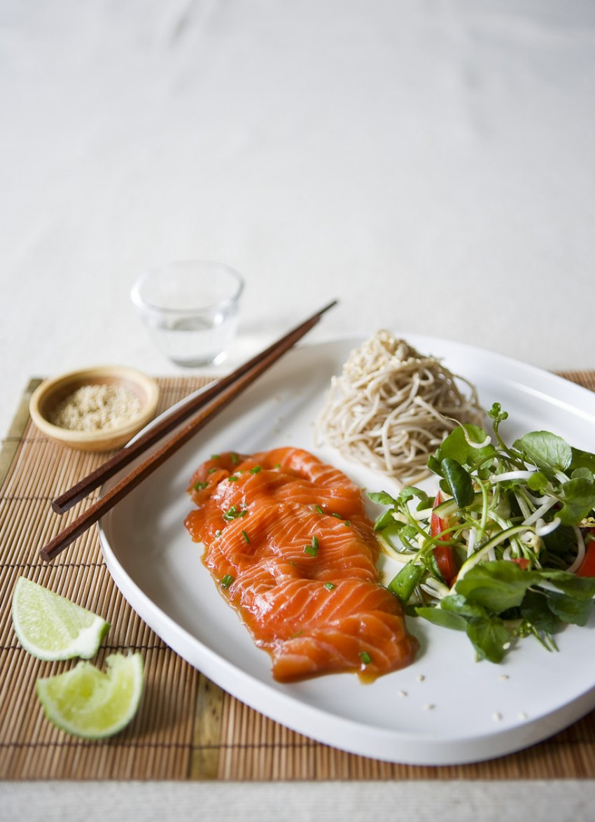 Raw Salmon and Watercress Salad