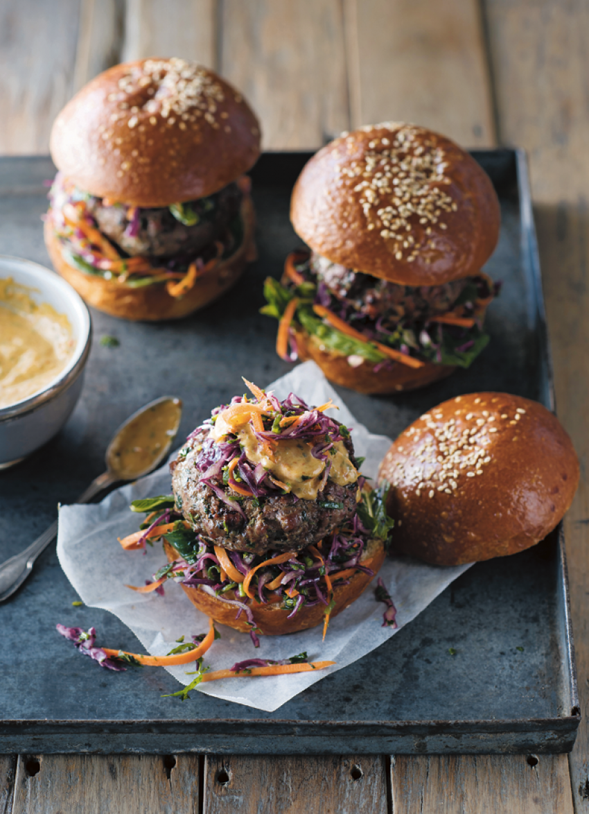 Lamb Burgers with Middle Eastern Coleslaw