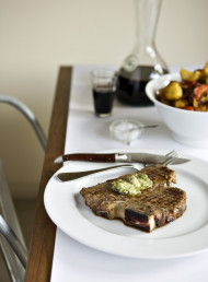 T-Bone Steaks with Caper, Anchovy and Parsley Butter