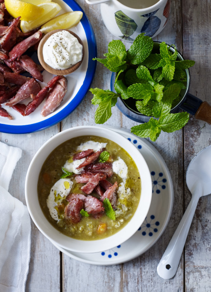 Pea, Ham and Celeriac Soup